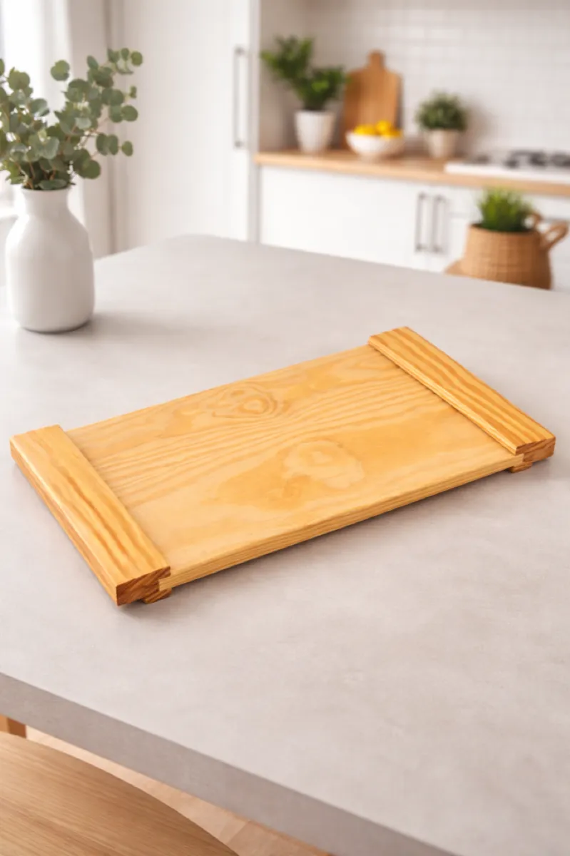 Set of wooden tray with wood handle — alternate