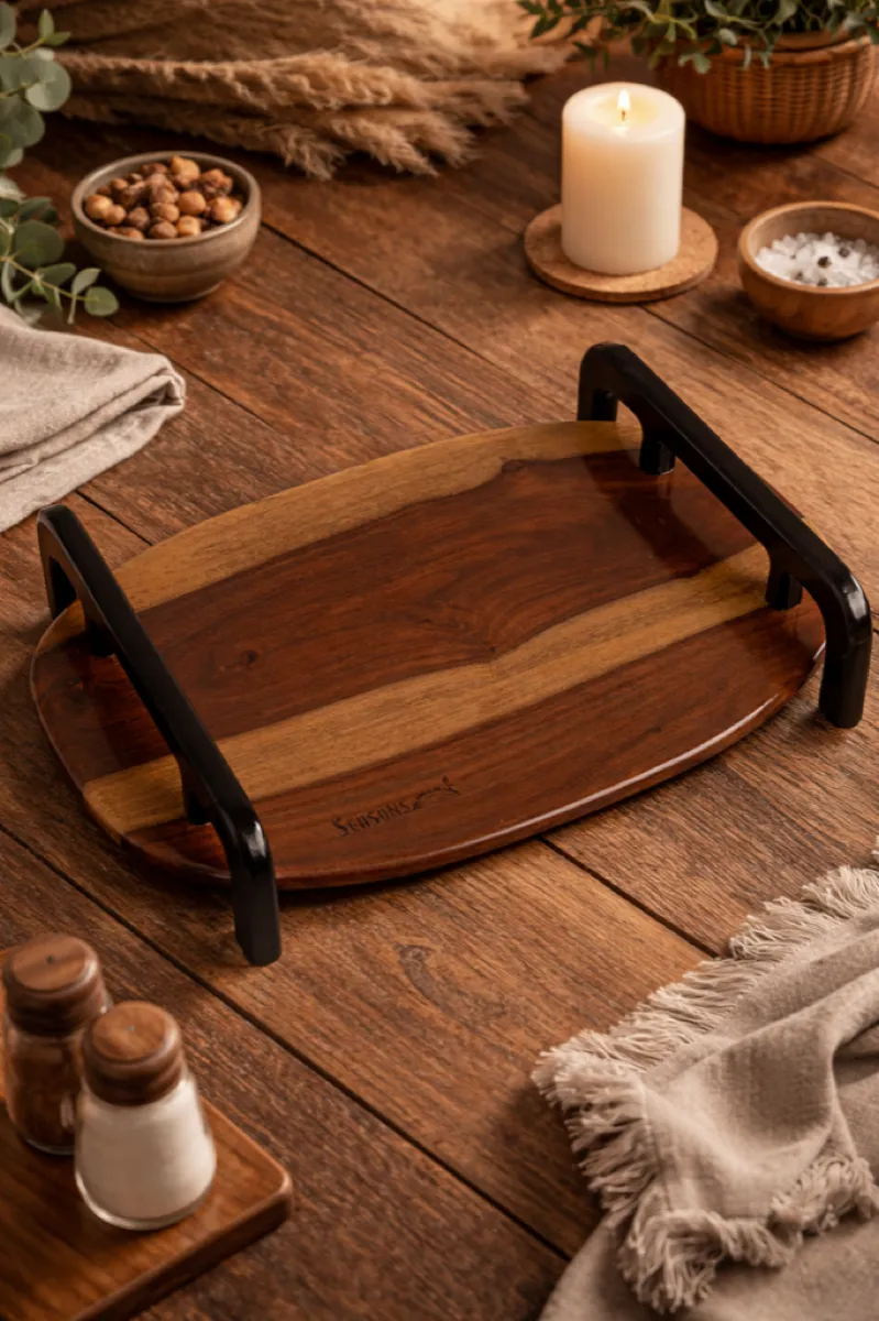 Wooden tray with handle — alternate