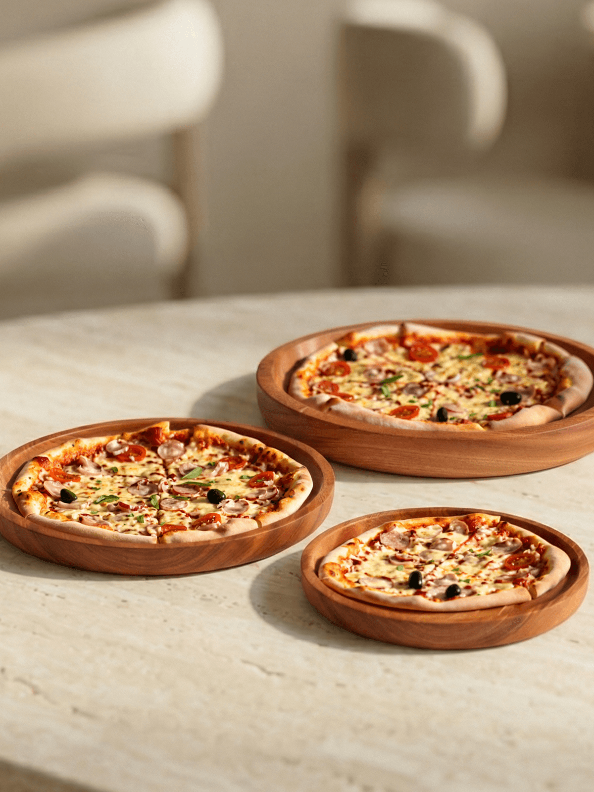 Set of pizza serving plates