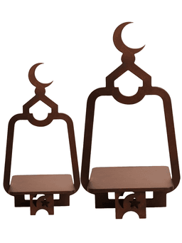 Set of 2-Crescent Serving Stand, light brown 1