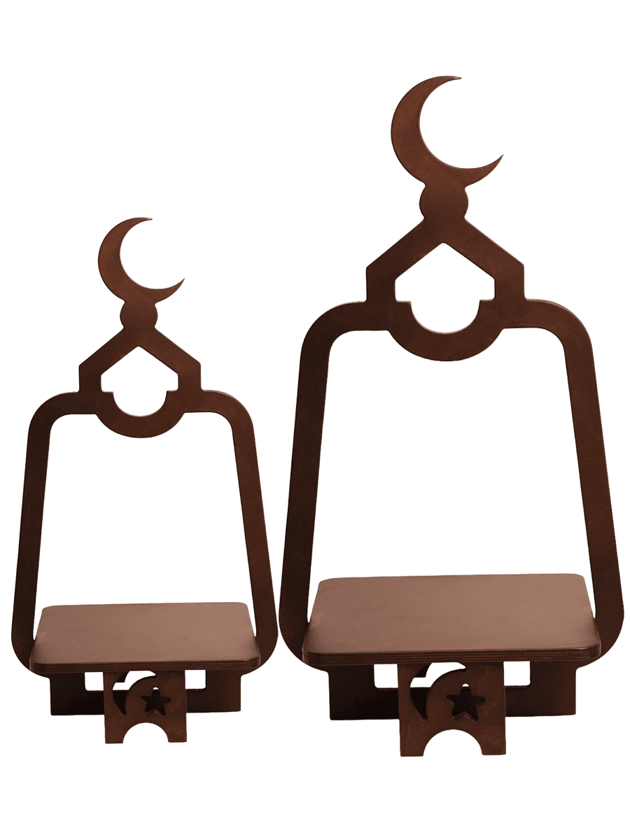 Set of 2-Crescent Serving Stand, light brown — alternate