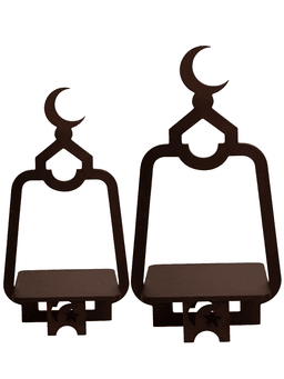 Set of 2-Crescent Serving Stand, dark brown 1