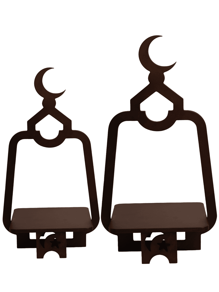 Set of 2-Crescent Serving Stand, dark brown — alternate