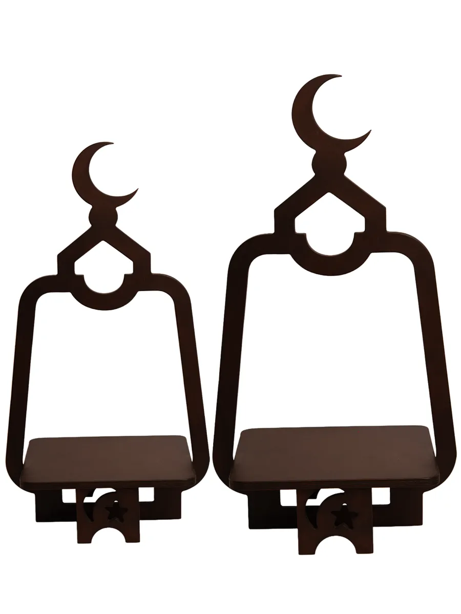 Set of Crescent Serving Stand, dark brown — alternate