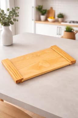 large wooden tray with wood handle 1